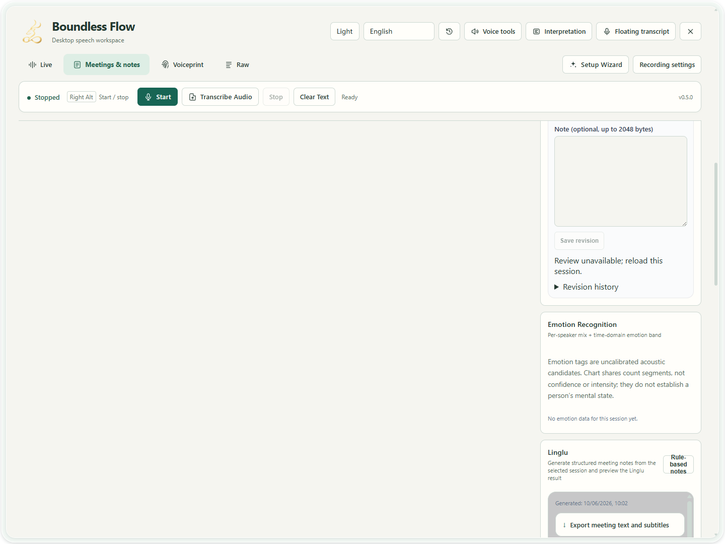 Meetings · Select a session and edit passages