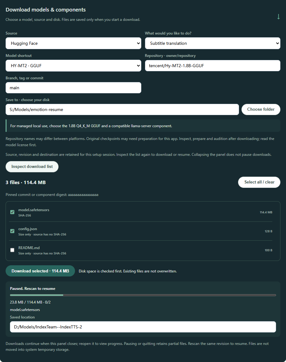 Enlarge screenshot · Download models and configure the app · 2