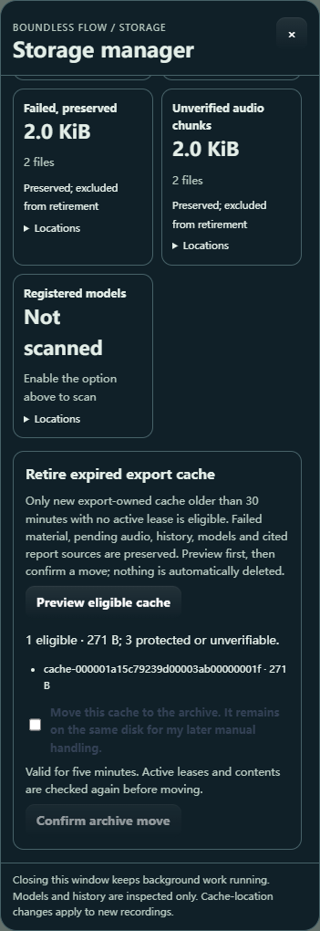 Storage categories and cache retirement